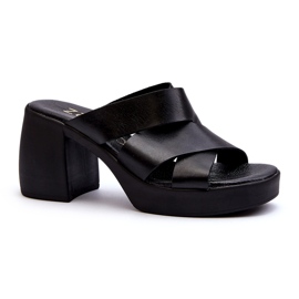 Zazoo 40373 Bőr papucs tömbbel, fekete