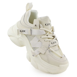 Bőr cipők egy vastag egyetlen női bézs goe rr2n4051