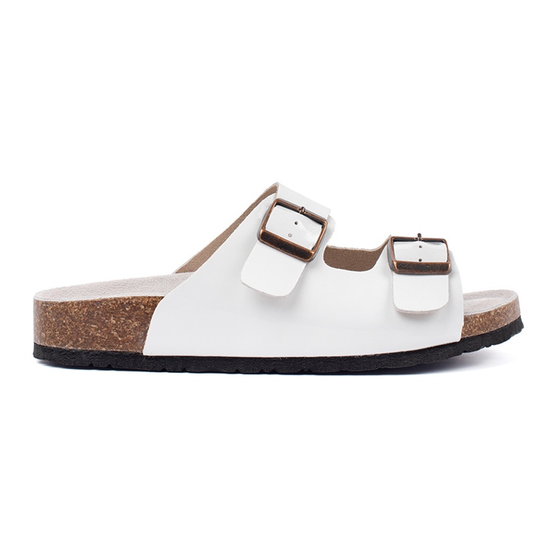 Goodin Fehér papucs leplopok egy lapos talpon Goodin Fehér papucs leplopok egy lapos talpon