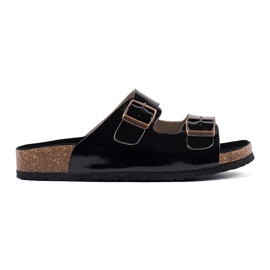 Goodin Fekete papucs egy lapos talpon