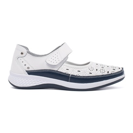 Goodin Eldobott fehér és sötétkék bőr szandál