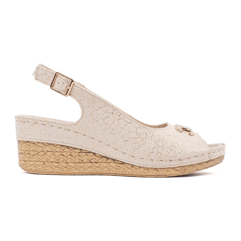 Goodin Bézs ék szandál csatával