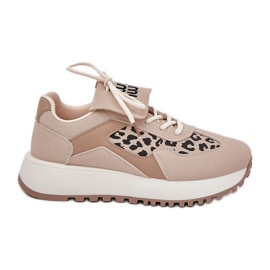 Női cipők sportcipője a platformon leopárd bézs