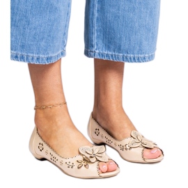 Bézs nyitott balerinák nyitott lábujjjal