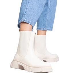 Bézs bokacsizma rugalmas felsőrésszel