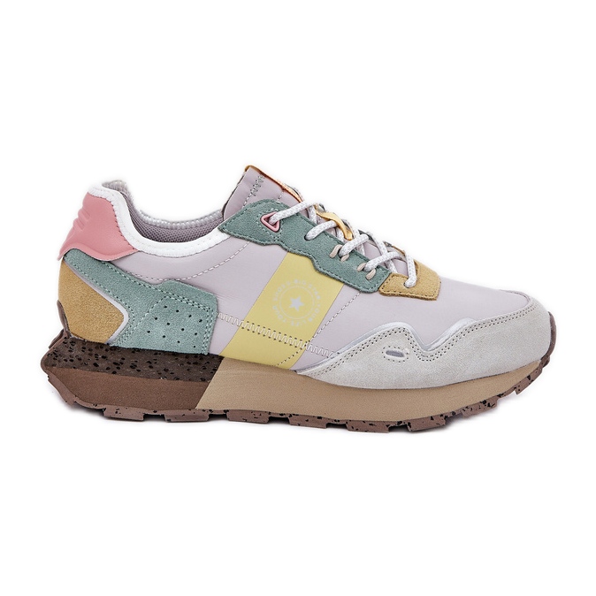 Big Star Női velúr cipők nagy csillag RR274244 Hi-Polish szürke-sárga rendszer