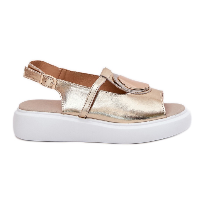 Bőr elegáns női szandál S.Barski GR51-603 Zlotys aranysárga