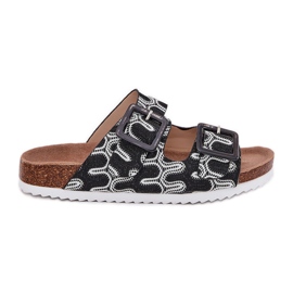 S.Barski Női papucs flopok csatokkal és csillogással S. Barski RB51-006 fekete