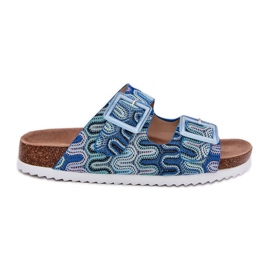 S.Barski Női papucs flopok csatokkal és csillogással S. Barski RB51-006 Blue kék