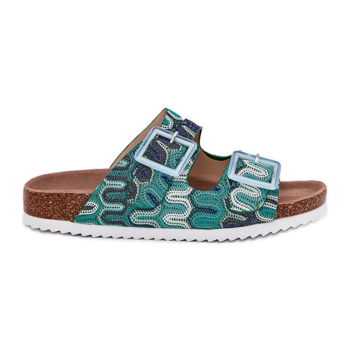 Női papucs flopok csatokkal és csillogással S.Barski RB51-006 Zöld