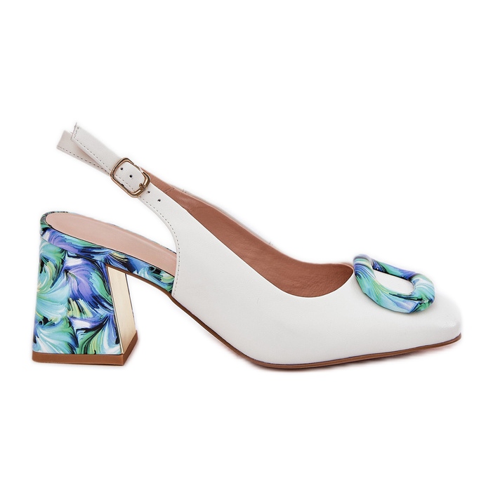 S.Barski Női bőr szandál a D&amp;A CR51-002 fehér oszlopon