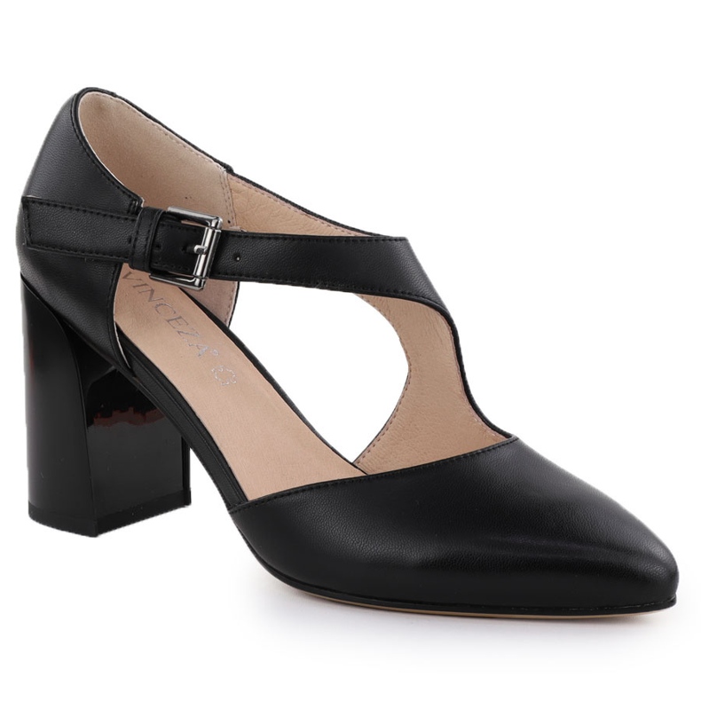 Vinceza Bőrszivattyúk a pillér cipőn fekete Vinceeza 91133 szalaggal