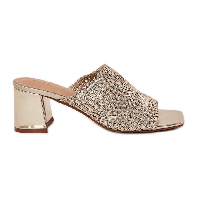 Női papucs arany sarkú cipővel aranysárga