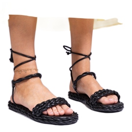 Fekete női szandál fonott Fekete női szandál fonott
