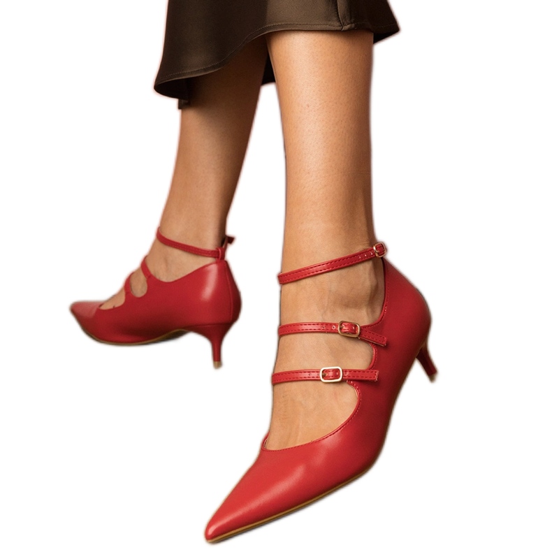 Piros szivattyúk egy alacsony halomon, csatokkal