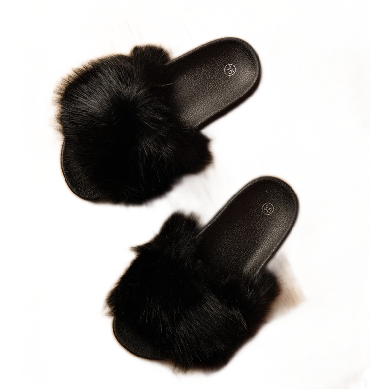 Fekete gyermekek papucs szőrme