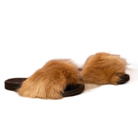 Barna gyermekek papucs szőrme