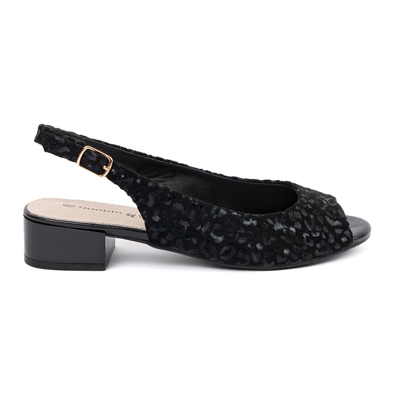 Goodin Fekete alacsony cheel szandál leopárdnyomással