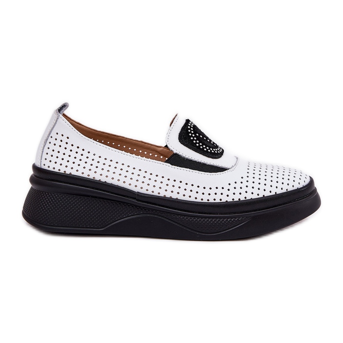 Női nyílt munkás bőrfajok a platformon és a VinceZa 79522 Fehér ékek