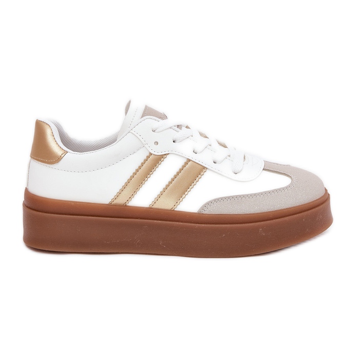 Evento Női cipők a platformon, öko bőr fehér és arany Evento Női cipők a platformon, öko bőr fehér és arany