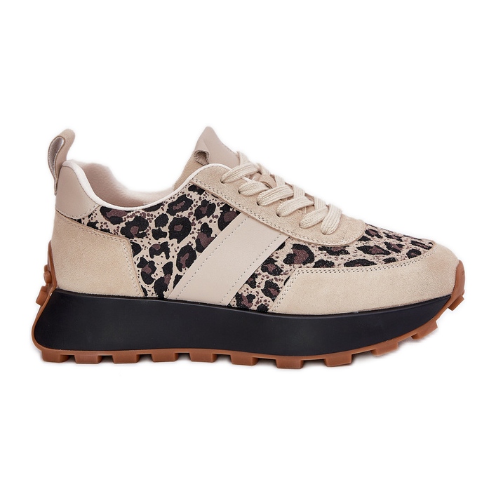 Vinceza Női velúr cipők a platformon Leopard Vinceeza 66793 bézs