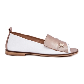 Bőr elegáns balerinák, csupasz ujjakkal Zazoo 1865 fehér és arany Bőr elegáns balerinák, csupasz ujjakkal Zazoo 1865 fehér és arany