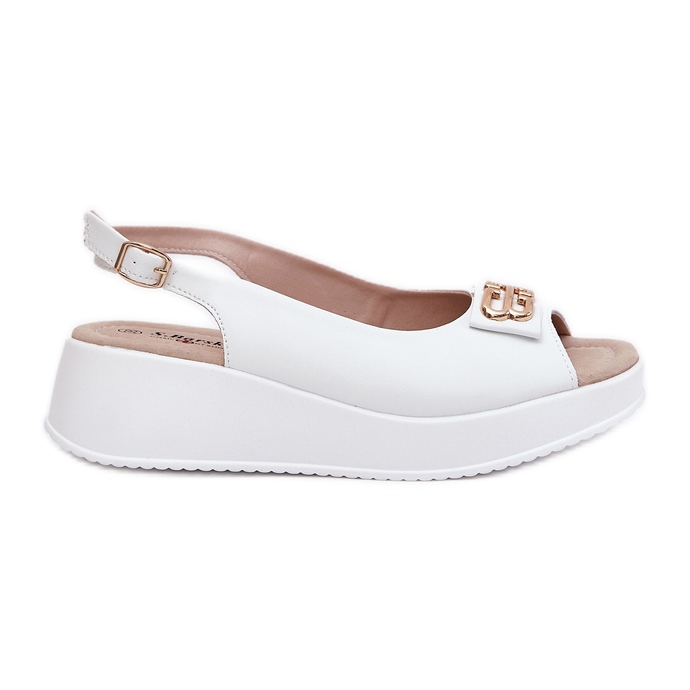 S.Barski Női bőr szandál dekoratív részletekkel S. Barski LR51-593 Fehér