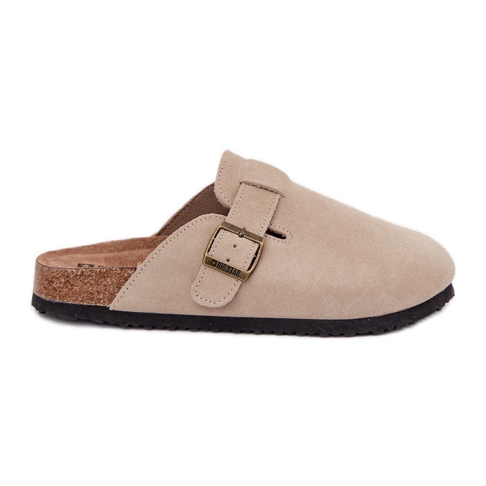 Big Star Suede flip -flops női klumkák egy nagy csillaggal RR274A385 bézs csat