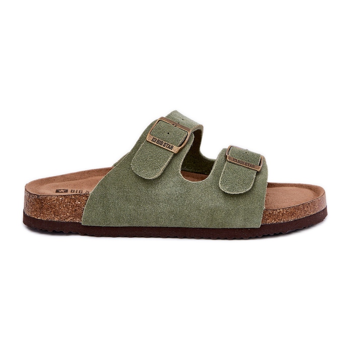 Big Star Női velúr papucs nagy csillaggal RR274A393 zöld bilincsekkel