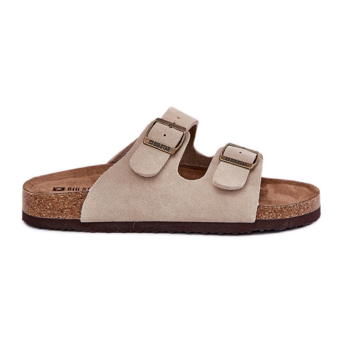 Big Star Női velúr papucs nagy csillaggal RR274A391 bézs csatokkal