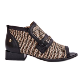 Női bőrcsizma csupasz ujjakkal maciejka 06934-39/00-1 fekete és bézs