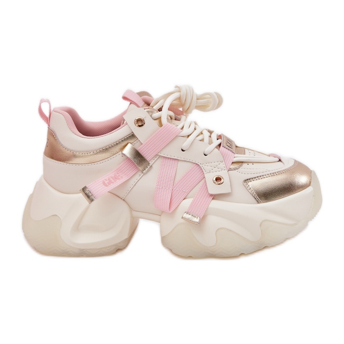 GOE Női bőr cipők egy hatalmas talpon rr2n4031 bézs