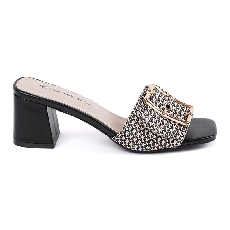 Goodin Tweed fekete -fehér papucs az oszlopon