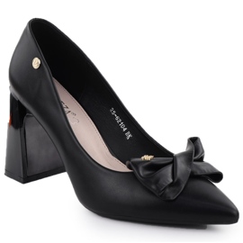 Női szivattyúk egy dekoratív oszlopon, fekete Vinceza 62104 íj