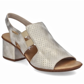 Női magas sarkú szandál arany Rieker 64665-60 aranysárga