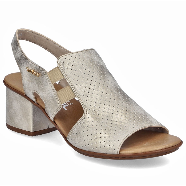 Női magas sarkú szandál arany Rieker 64665-60 aranysárga