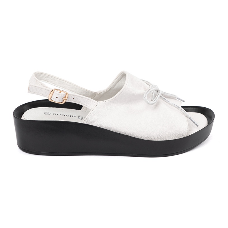 Goodin Fehér ék szandál bőr betéttel