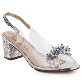 Átlátszó női szandál egy oszlopon cirkons ezüst S.Barski MR51-725 Átlátszó női szandál egy oszlopon cirkons ezüst S.Barski MR51-725