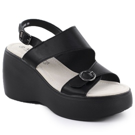 S.Barski Bőr ék szandál fekete S. barski lr51-540 S.Barski Bőr ék szandál fekete S. barski lr51-540