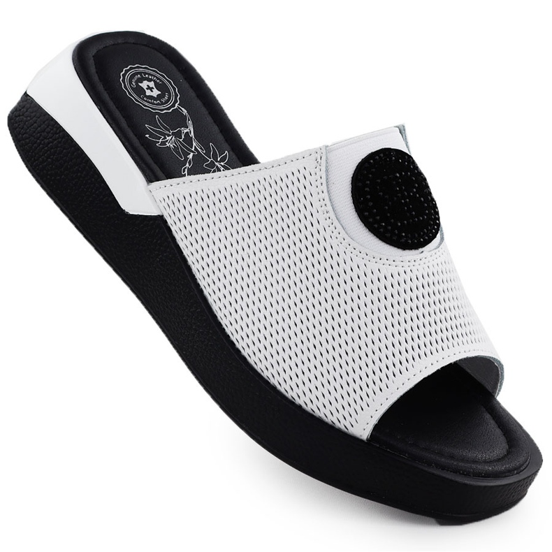 Női bőr papucskék kényelmes fehér jezzi 8479