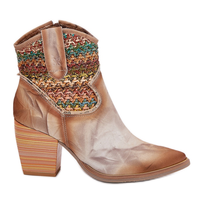 Cowboy bőrcsizma egy oszlopon, dekoratív maciejka-fonással 06810-29 multikolor sokszínű