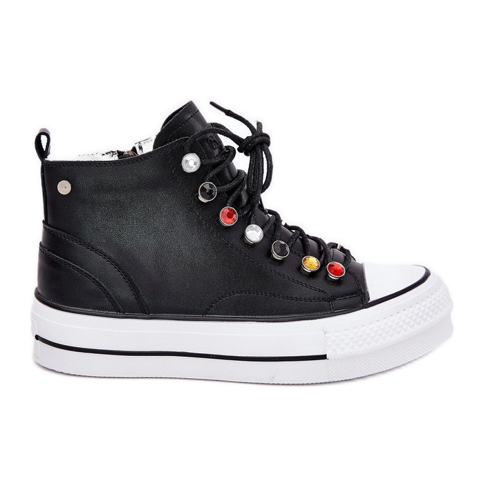 Goe RR2N4101 női magas bőr cipők fekete