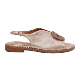 S.Barski Fényes női szandál dekoratív részletek S. Barski Kv51-012 rózsaszín arany aranysárga
