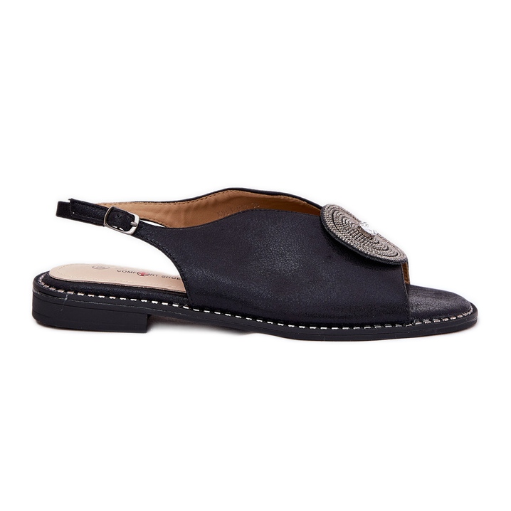 S.Barski Fényes női szandál dekoratív részletek S. Barski Kv51-012 fekete