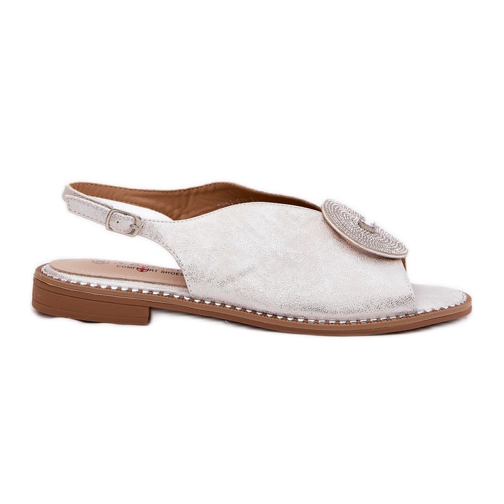 S.Barski Fényes női szandál dekoratív részletek S. Barski Kv51-012 ezüst