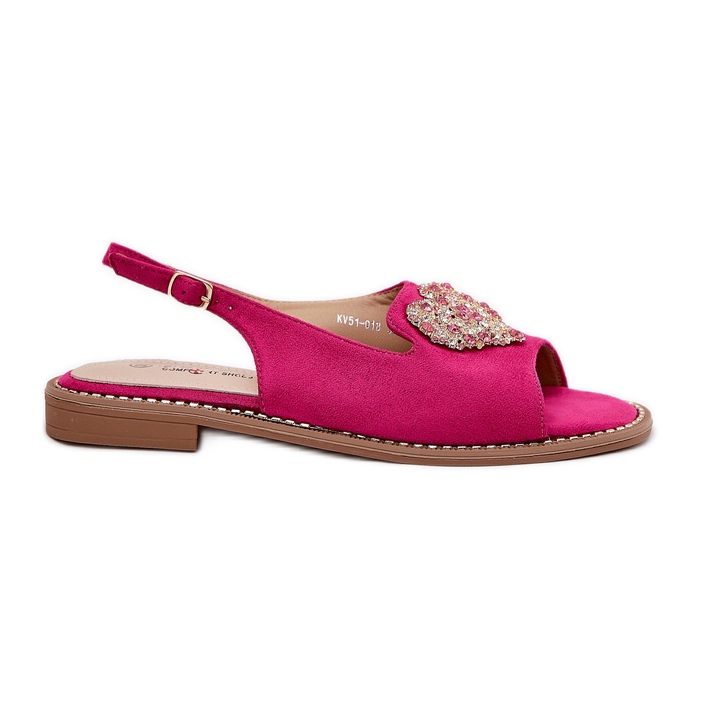 S.Barski Női szandál dekoratív szívvel S. Barski Kv27-018 Fuksja rózsaszín