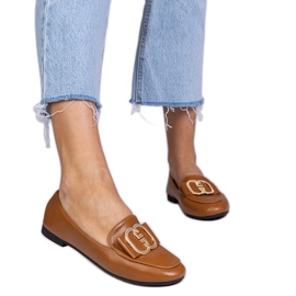 Barna női cipők arany dekorációval