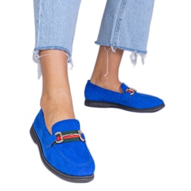 Kék cipők az Ekozamszból arany dekorációval