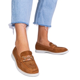 Barna loaferek az ekozamszból cirkonokkal