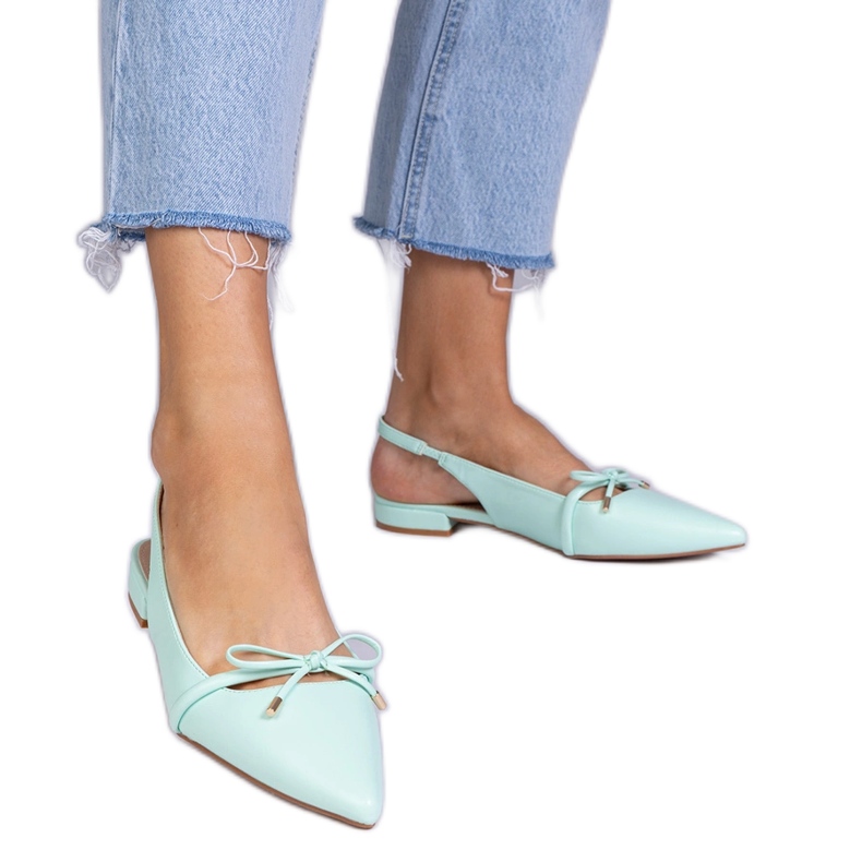 Menta lapos sarkú cipő íj zöld